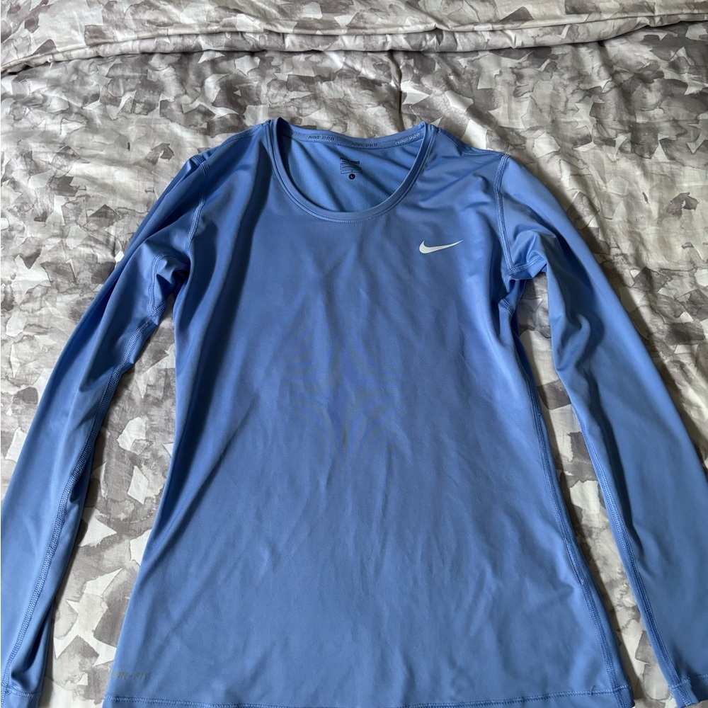 Nike Blue Fitted Long Sleeve Tee